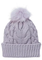 CALIA Women's Cable Knit Pom Beanie