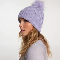 CALIA Women's Cable Knit Pom Beanie