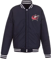 JH Design Columbus Blue Jackets Varsity Navy Reversible Wool Jacket