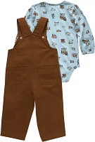 Carhartt Girls' Infant Long Sleeve Print Bodysuit and Canvas Overall Set