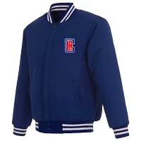 JH Design Men's Los Angeles Clippers Royal Reversible Wool Jacket