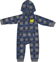 Colosseum Infant Michigan Wolverines Blue Plugged In Flannel Romper