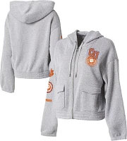 WEAR by Erin Andrews Women's Clemson Tigers  Grey Cropped Full Zip Hoodie