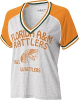 WEAR by Erin Andrews Women's Florida A&M Rattlers Grey Raglan Short Sleeve V-Neck T-Shirt