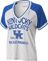 WEAR by Erin Andrews Women's Kentucky Wildcats Grey Raglan Short Sleeve V-Neck T-Shirt