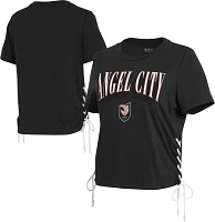 WEAR By Erin Andrews Women's Angel City FC Side Lace Black T-Shirt