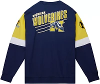 Mitchell & Ness Men's Michigan Wolverines Blue All-Over Crew Neck 3.0 Pullover Sweatshirt