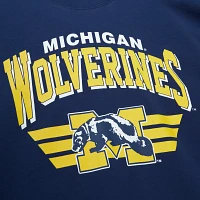 Mitchell & Ness Men's Michigan Wolverines Blue All-Over Crew Neck 3.0 Pullover Sweatshirt