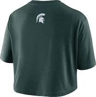 Nike Women's Michigan State Spartans Green Dri-FIT Logo Cropped T-Shirt