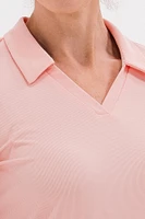 Foray Golf Women's V-Neck Ribbed Long Sleeve Polo