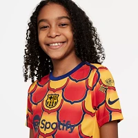 Nike Youth FC Barcelona 2023-2024 Lunar New Year Gold Prematch Jersey