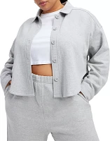 Good American Women's Fleece Cropped Shacket