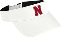 adidas Men's Nebraska Cornhuskers White Adjustable Coach Sideline Thin Visor