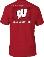 Great State Clothing Men's Wisconsin Badgers Red Washed Flag T-Shirt