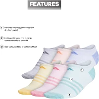 adidas Girls' Superlite No Show Socks – 6 Pack