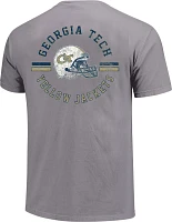 Image One Men's Georgia Tech Yellow Jackets Grey Helmet Arch T-Shirt