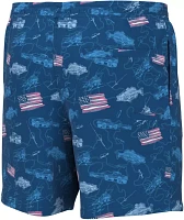 HUK Men's Pursuit Fish and Flags Volley Swim Shorts