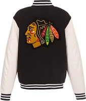 JH Design Chicago Blackhawks Varsity Black Reversible Wool Jacket