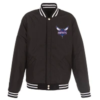 JH Design Men's Charlotte Hornets Black Varsity Jacket