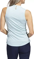 adidas Women's Essentials Heathered Mock Neck Sleeveless Golf Polo Shirt