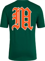 adidas Men's Miami Hurricanes Dark Green Reverse Retro Basketball T-Shirt