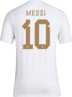 adidas Adult 2023 Ballon d'Or Lionel Messi #10 White T-Shirt