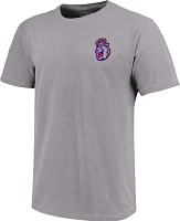 Image One Men's James Madison Dukes Grey Helmet Arch T-Shirt