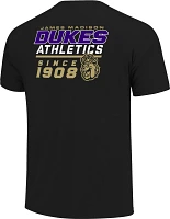 Image One Men's James Madison Dukes Black Stacked Logo Performance T-Shirt