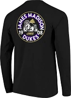 Image One Men's James Madison Dukes Black Mascot Circle Long Sleeve T-Shirt