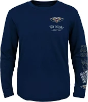 Outerstuff Youth New Orleans Pelicans Navy Team Drip Long Sleeve T-Shirt