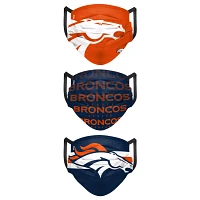 FOCO Adult Denver Broncos 3-Pack Matchday Face Coverings