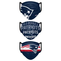 FOCO Adult New England Patriots 3-Pack Matchday Face Coverings