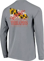 Image One Men's Maryland Terrapins Grey State Flag Long Sleeve T-Shirt