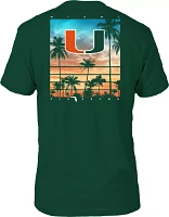 FloGrown Men's Miami Hurricanes Green Sunset Poster T-Shirt