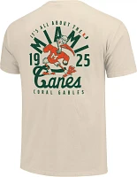 Image One Men's Miami Hurricanes Ivory Mascot Local T-Shirt