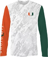 FloGrown Men's Miami Hurricanes Split Camo Long Sleeve White T-Shirt