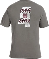 Image One Men's Mississippi State Bulldogs Grey Baseball Laces T-Shirt