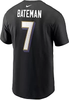 Nike Men's Baltimore Ravens Rashod Bateman #7 Black T-Shirt