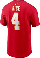 Nike Men's Kansas City Chiefs Rashee Rice #4 Red T-Shirt