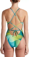 Nike Women's Hydrastrong Spectrum Lace Up Tie Back One Piece Swimsuit