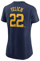 Nike Women's Milwaukee Brewers Christian Yelich #22 Navy Home T-Shirt