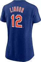 Nike Women's New York Mets Francisco Lindor #12 Blue T-Shirt