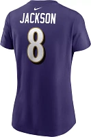 Nike Women's Baltimore Ravens Lamar Jackson #8 Purple T-Shirt