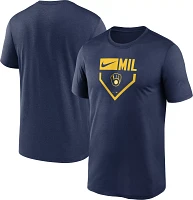 Nike Men's Milwaukee Brewers Navy Plate Legend T-Shirt