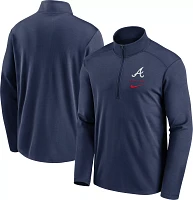 Nike Men's Atlanta Braves Navy Logo Pacer Quarter-Zip Pullover