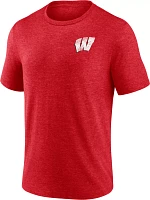 NCAA Men's Wisconsin Badgers Red Old School Football Tri-Blend T-Shirt