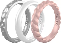 QALO Women's Metallic Stackable 3-Set Silicone Rings