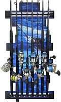 Rush Creek Guy Harvey Sailfish Fishing Wall Storage Rack 8 Rod Holder