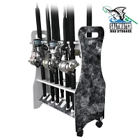 Rush Creek Reel Salty Saltwater 16 Rod Rolling Floor Rack