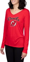 Concepts Sport Women's New Jersey Devils Marathon  Knit Long Sleeve T-Shirt